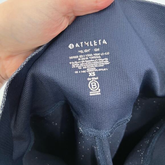 Athleta Twilight 2.0 Cropped Tight Leggings Navy Blue Metallic Glitter Sparkle - Picture 7 of 7